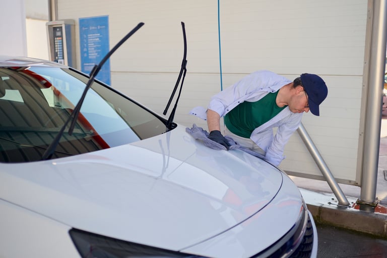 Car drying with microfiber cloth