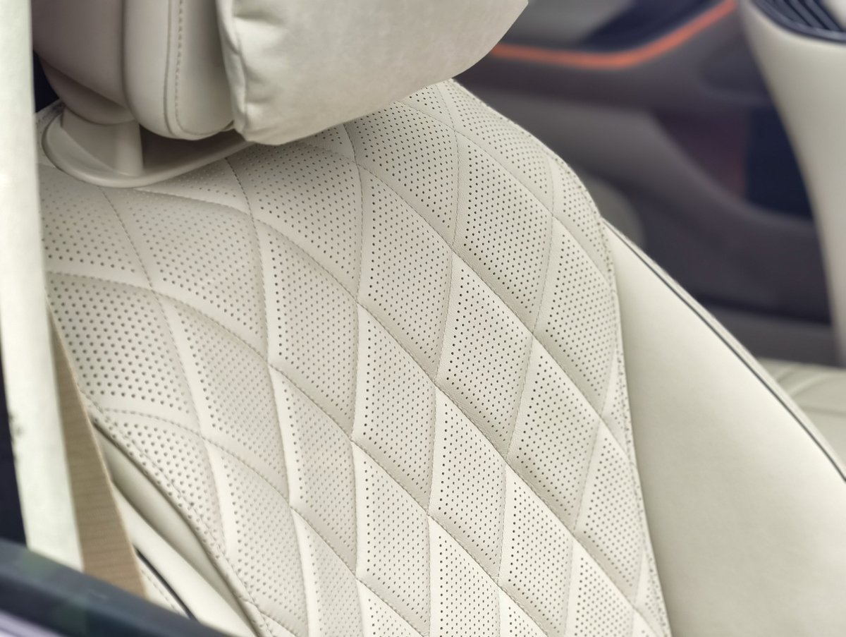 Cream leather car seat detail